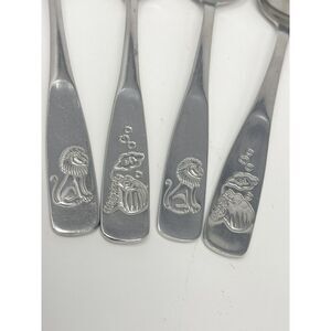 WMF Cromargan Baby Spoons Zoo Lions Beetles Stainless Flatware 6.5” Set Of 4